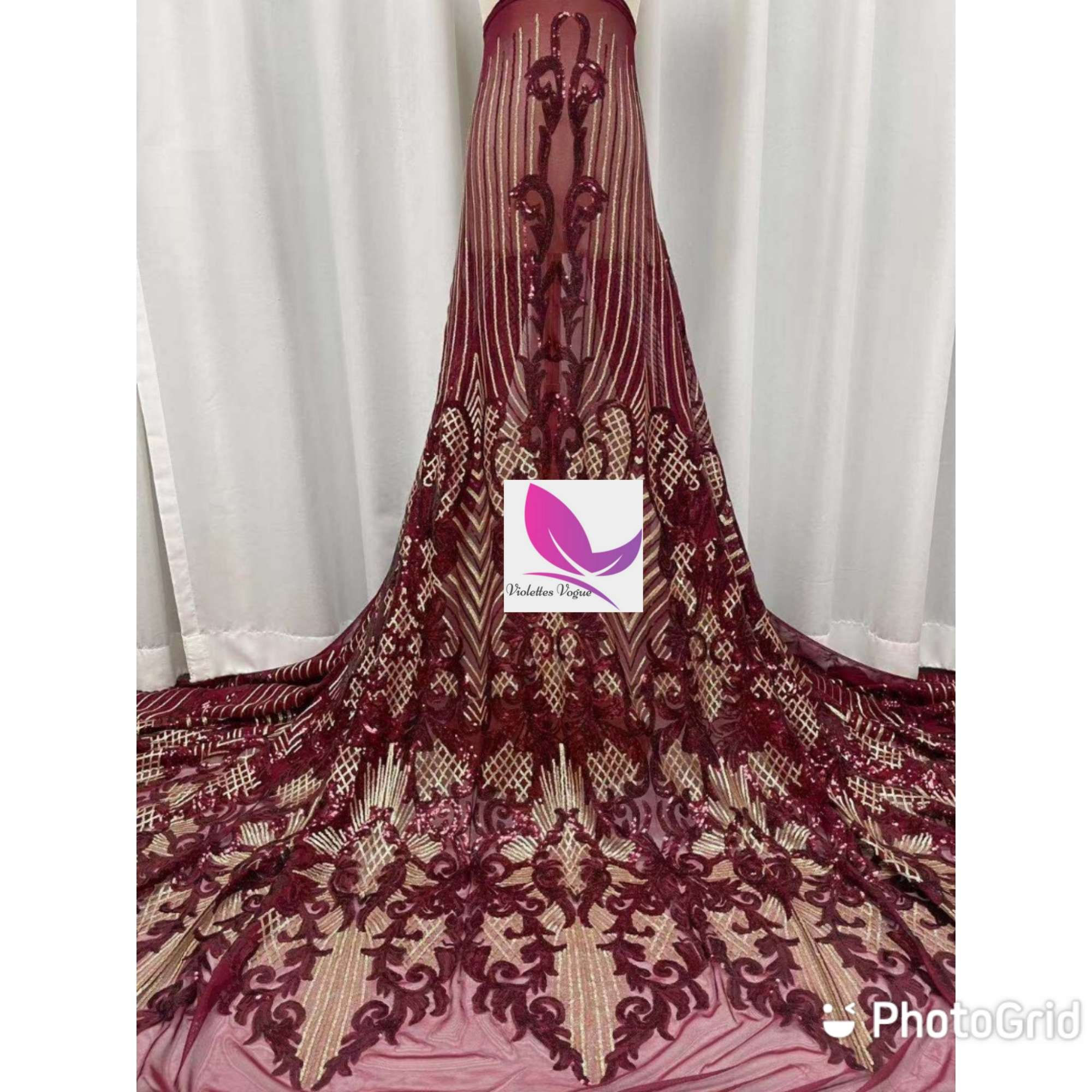 Sequinned patterned Lace - Price per yard 