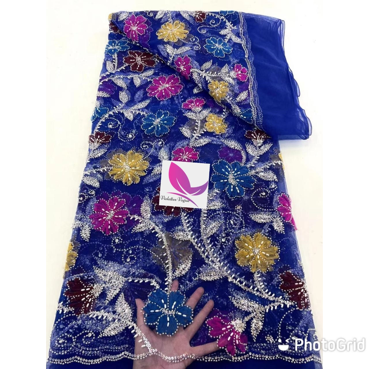 Rich Flowered Sequined  Lace-price per yard