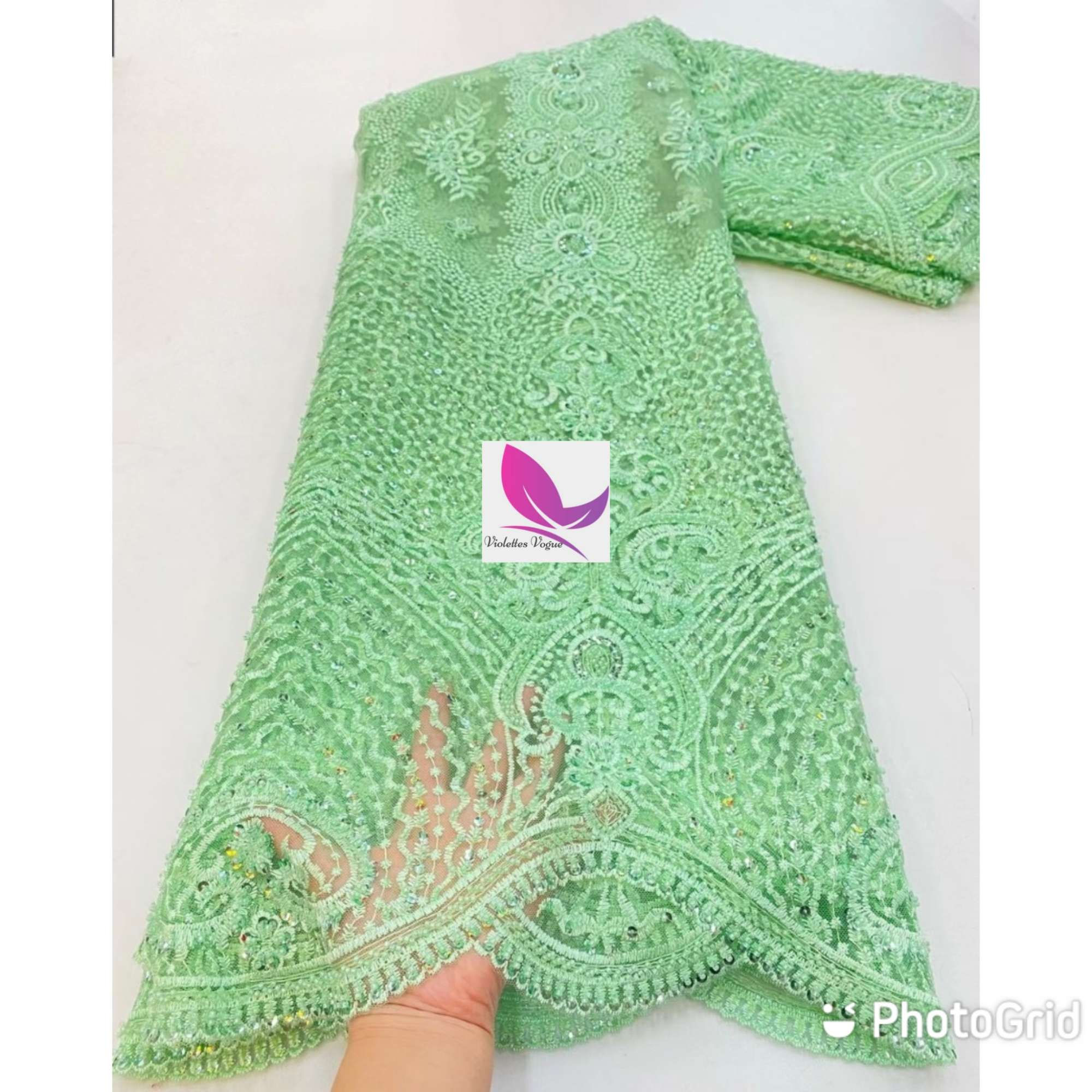 Intricately Beaded Lace- Price per yard 