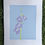 Thumbnail: Handmade silkscreen print of a purple campanula flower on a blue background