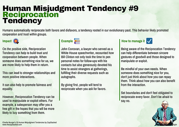 Human Misjudgment Tendency 9 Reciprocation Tendency