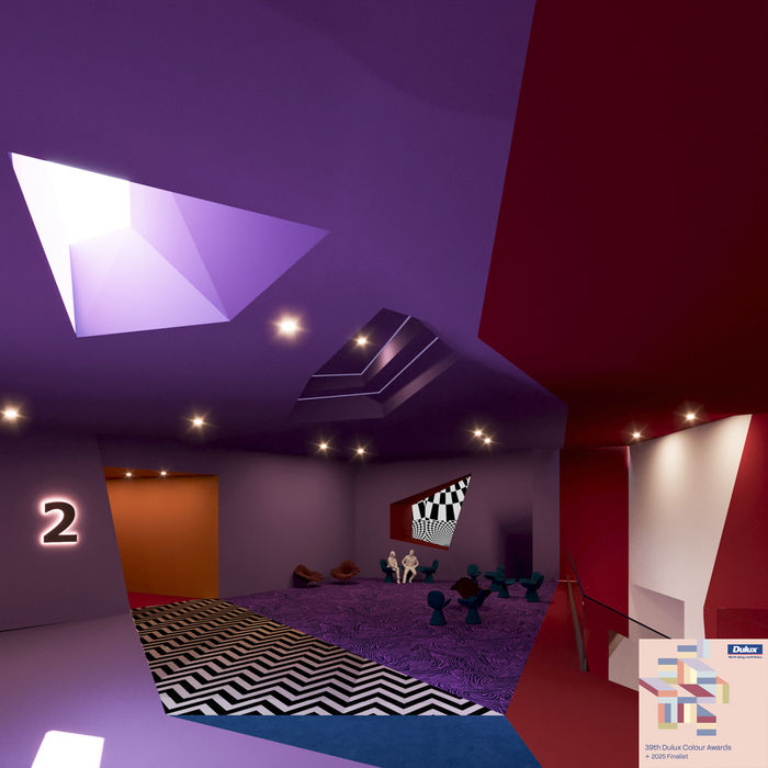2025 Dulux Colour Awards Finalist Entry — Movie Theatre Interior — Auditorium Entrance, View 2 — by Tao Zou (Tao Studio)