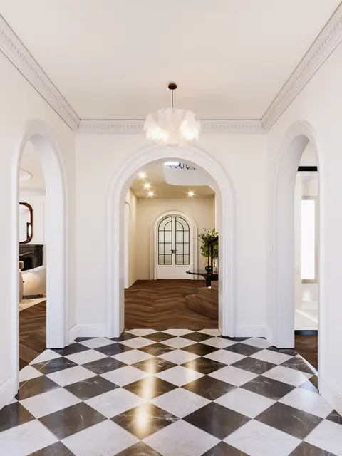 Lambert St foyer - interior design and 3d rendering by Adelaide Tao Studio