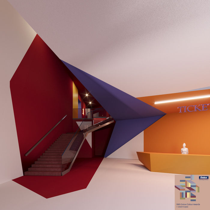 2025 Dulux Colour Awards Finalist Entry — Movie Theatre Interior — Lobby, View 3 — by Tao Zou (Tao Studio)