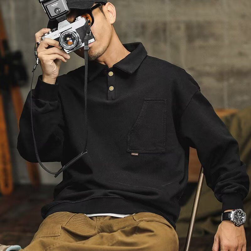 Miniatura: Knitted Sweatshirt Men's Spring Autumn New American Retro Long-sleeved Casual Ve