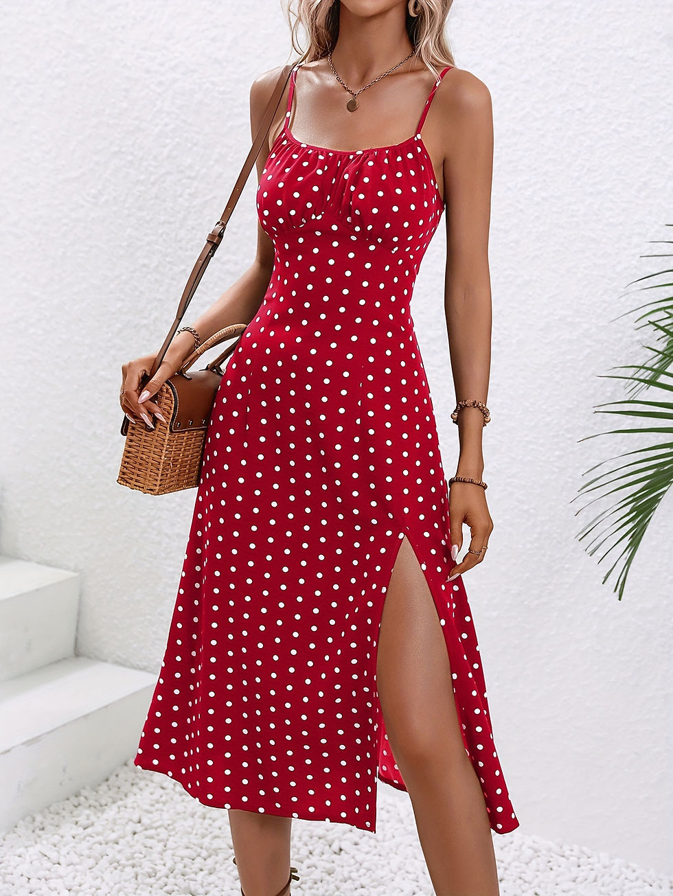 Miniatura: 2024 Women Floral Print Spaghetti Straps Summer Boho Beach Dress Print Elegant  