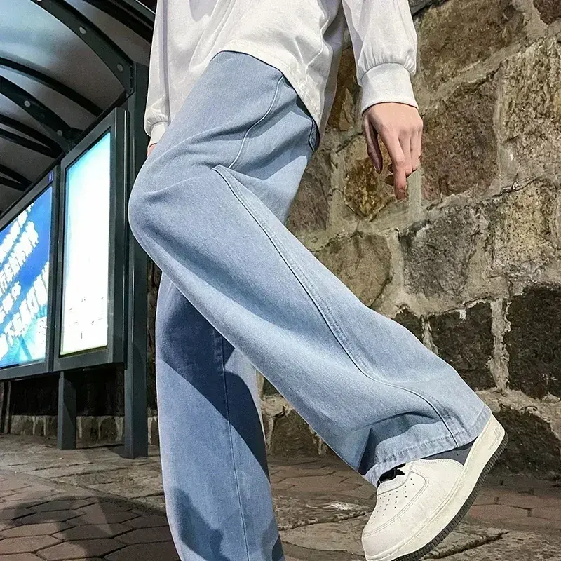 Miniatura: New Streetwear Loose Jeans Men Korean Style Fashion Loose Straight Wide Leg Pant