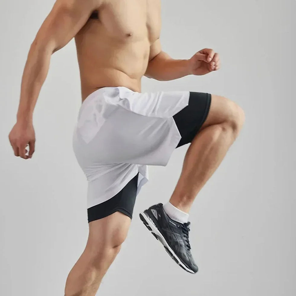 Miniatura: Men's Two-in-one Sports Shorts Breathable Casual Quick-drying Double-layer Short