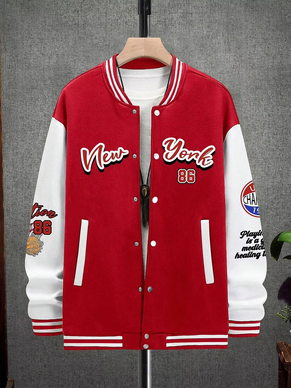 Miniatura: Summer Manfinity EMRG Oversized Men's Drop Shoulder Varsity Jacket with Letter G