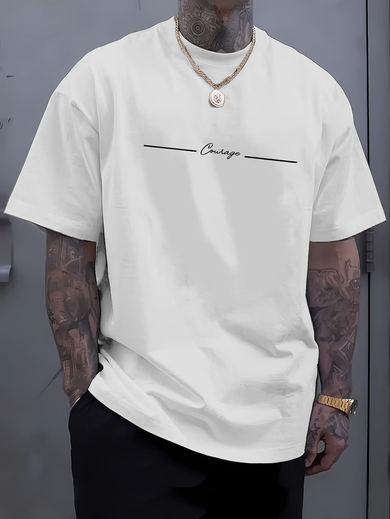 Summer men's 100% pure cotton casual loose plus size letter printed sports comf