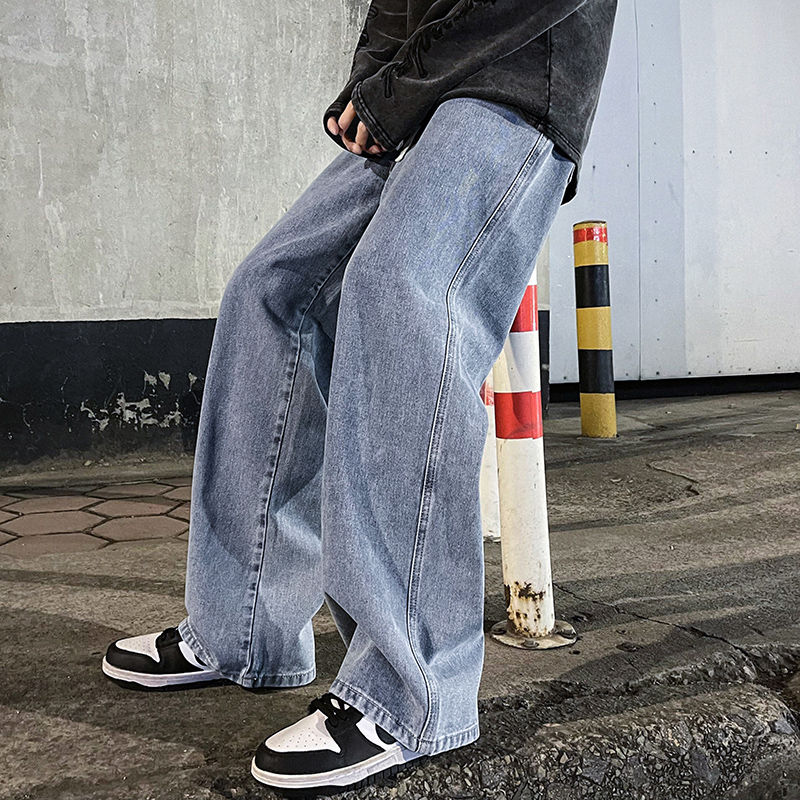Miniatura: New Streetwear Loose Jeans Men Korean Style Fashion Loose Straight Wide Leg Pant