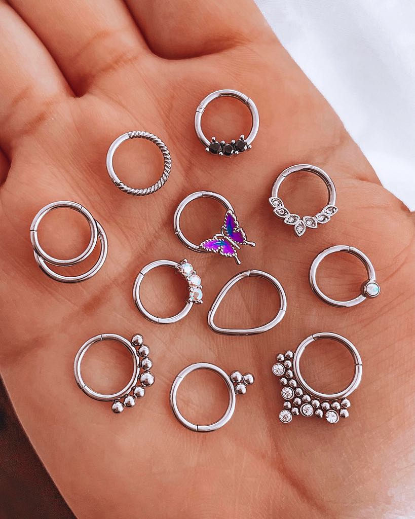 Argollas piercing clicker modelos variados Acero Quirúrgico