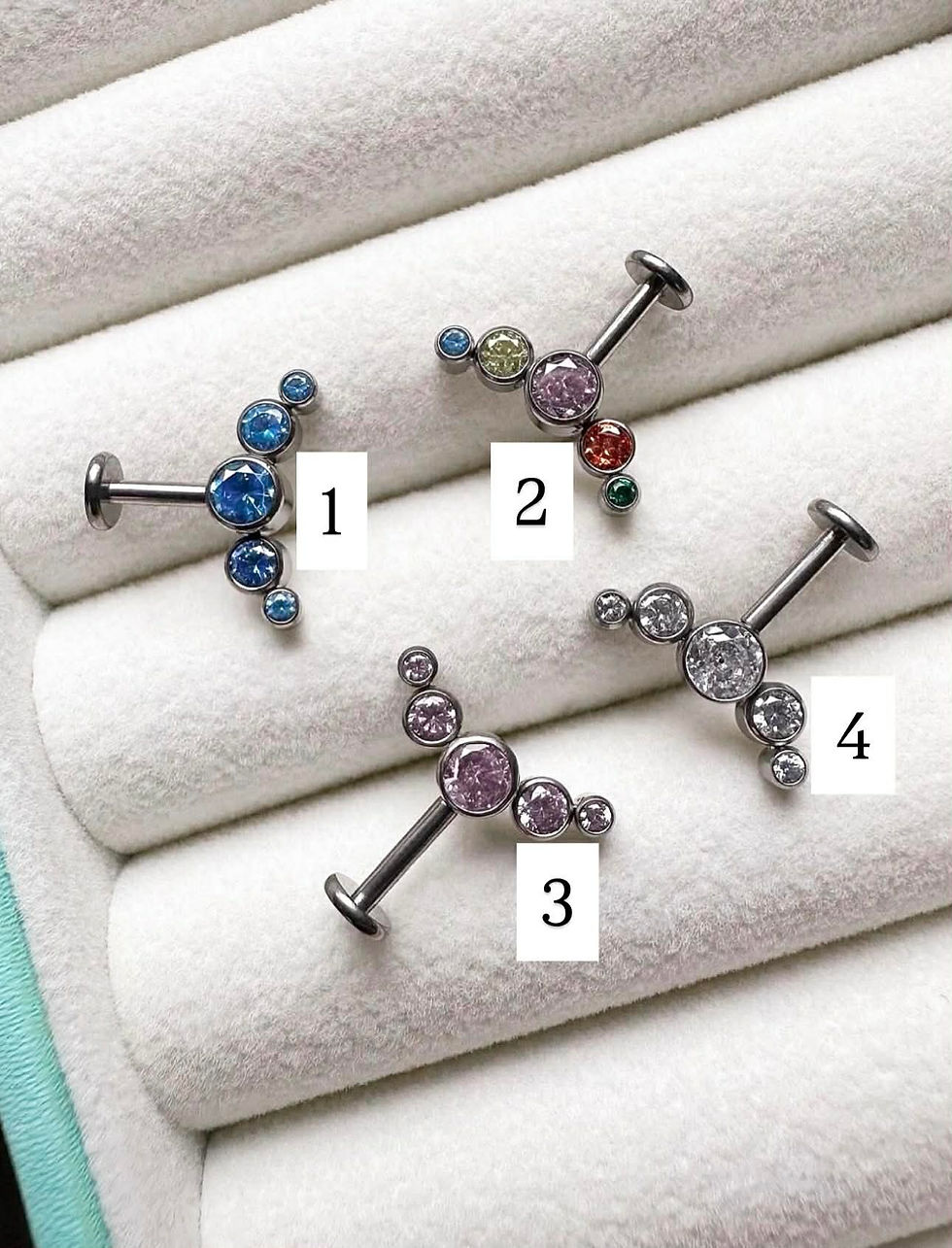 Miniatura: Piercing labret rosca interna para helix vertical de Titanio ASTM F136