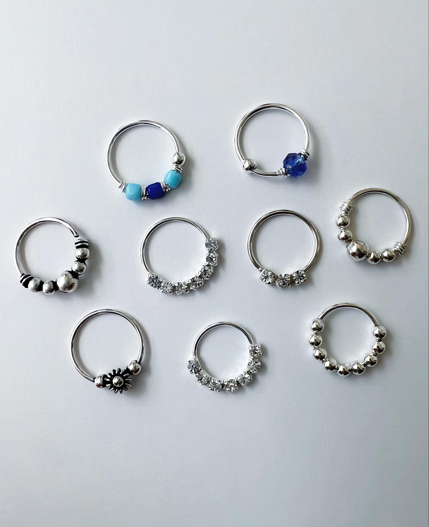 Argollas piercing diseños - circones Plata 925