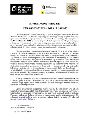 Międzynarodowe sympozjum WIELKIE POMORZE – RODY i RODZINY