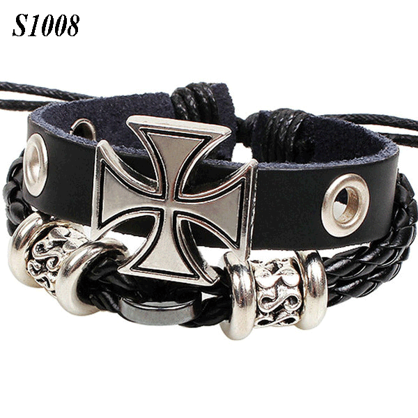 Thumbnail: Retro rope leather mans bracelets