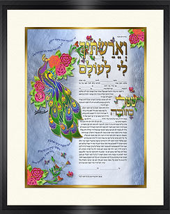 A peacock in bright colors combined with gold