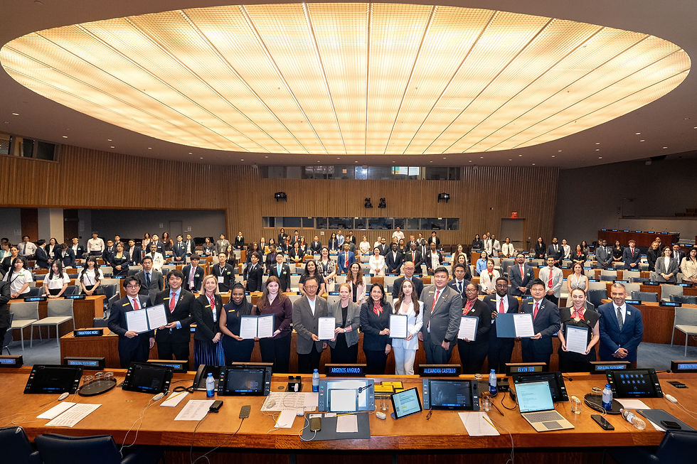 Delegates at the Global Youth Summit gather during the Plenary Session at Conference Room 4, United Nations Headquarters in New York, showcasing their commitment to global collaboration and leadership.