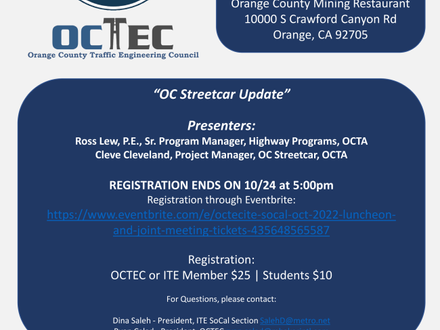 ITE/OCTEC Joint Meeting - OC Streetcar Update