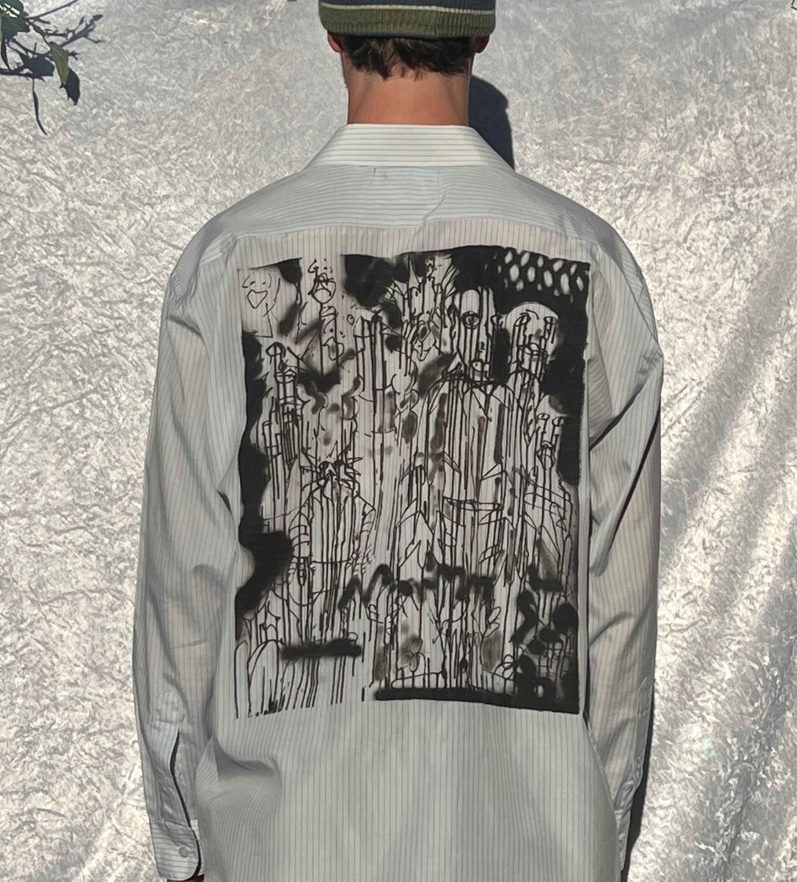 BACKDROP shirt in blue stripe size XL