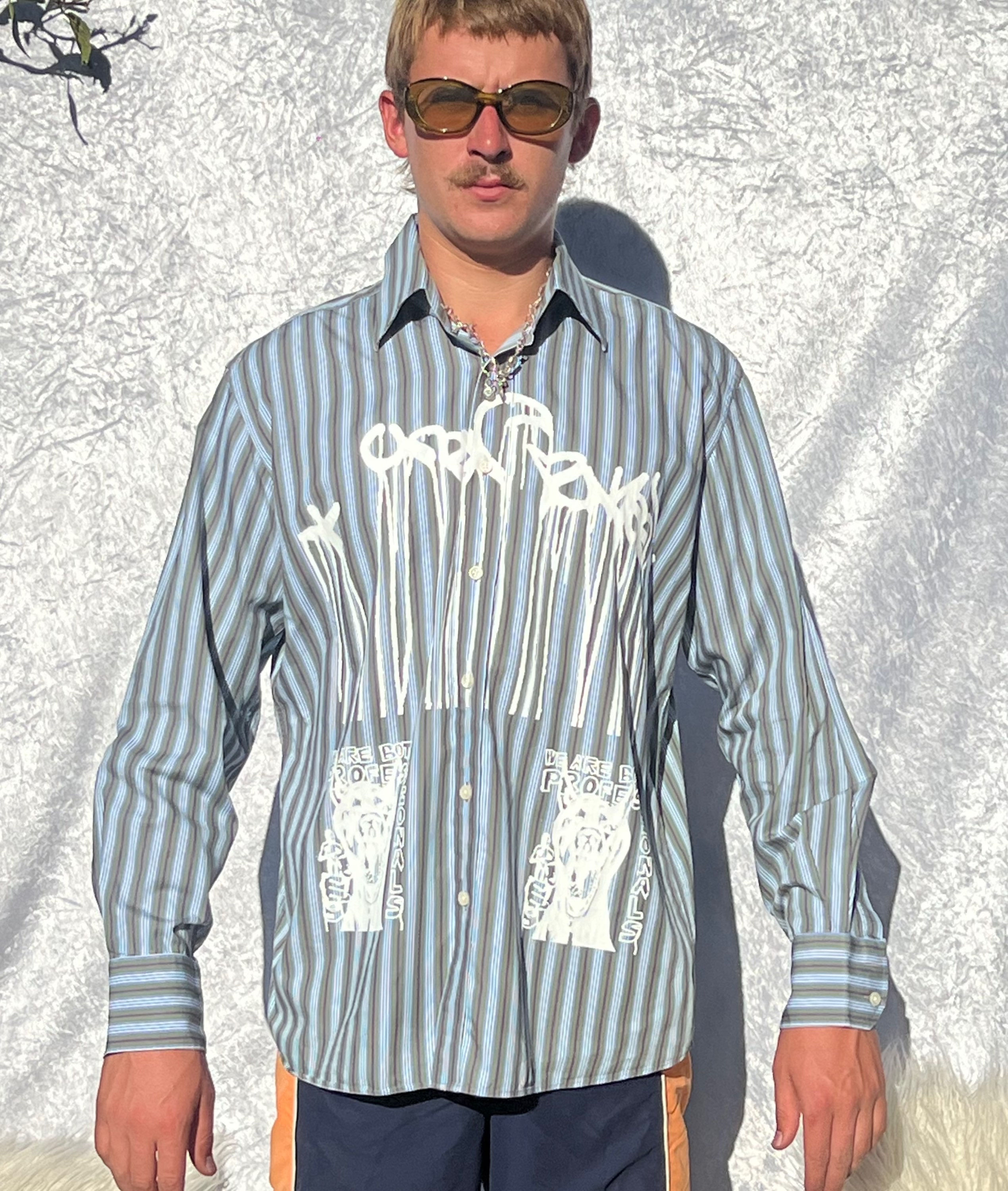 SHARK FIN SOUP shirt multi stripe size L