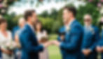 cerimônia de casamento gay ao ar livre, noivos trocam alianças