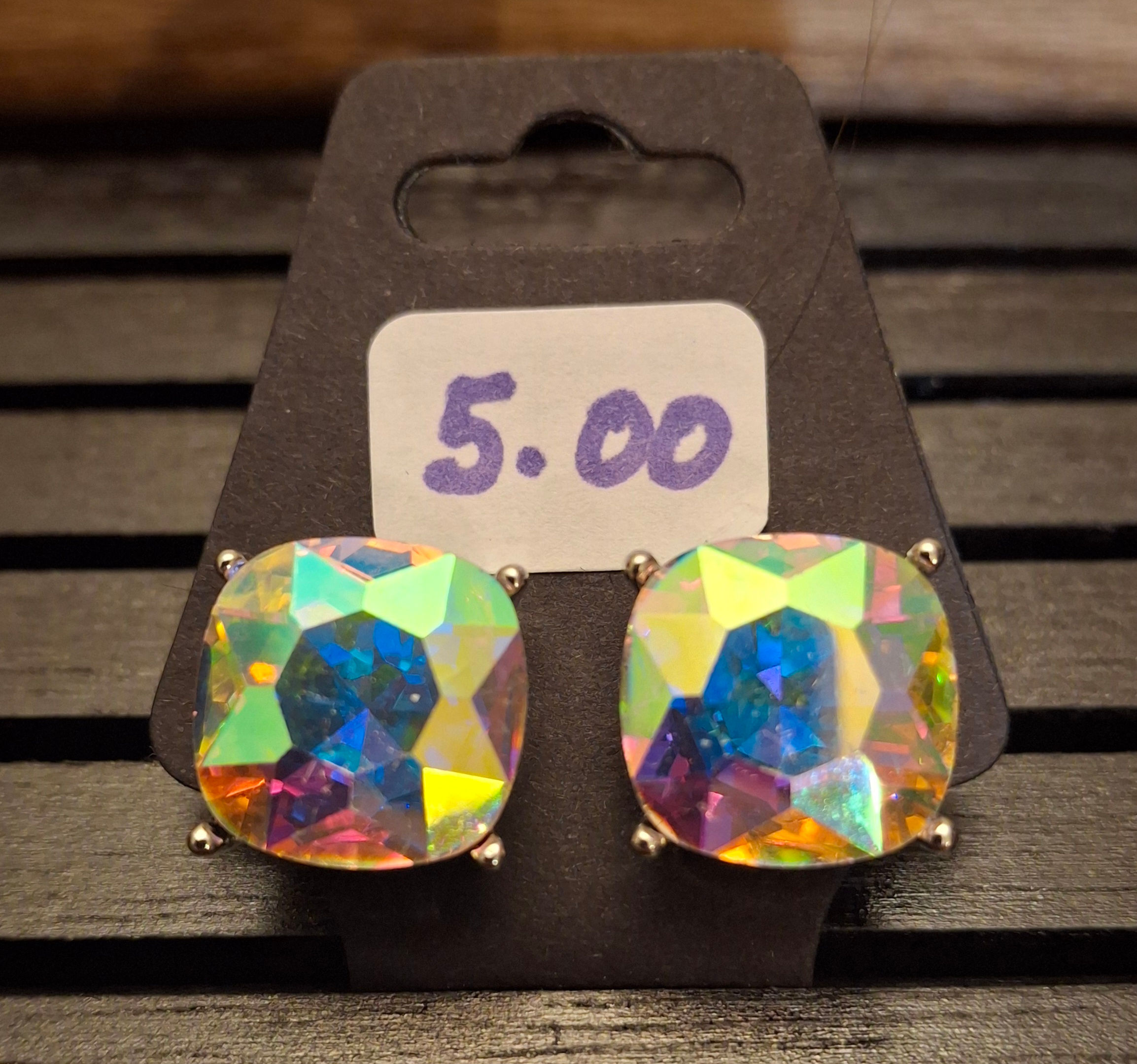 Large Square Silver/Clear Studs