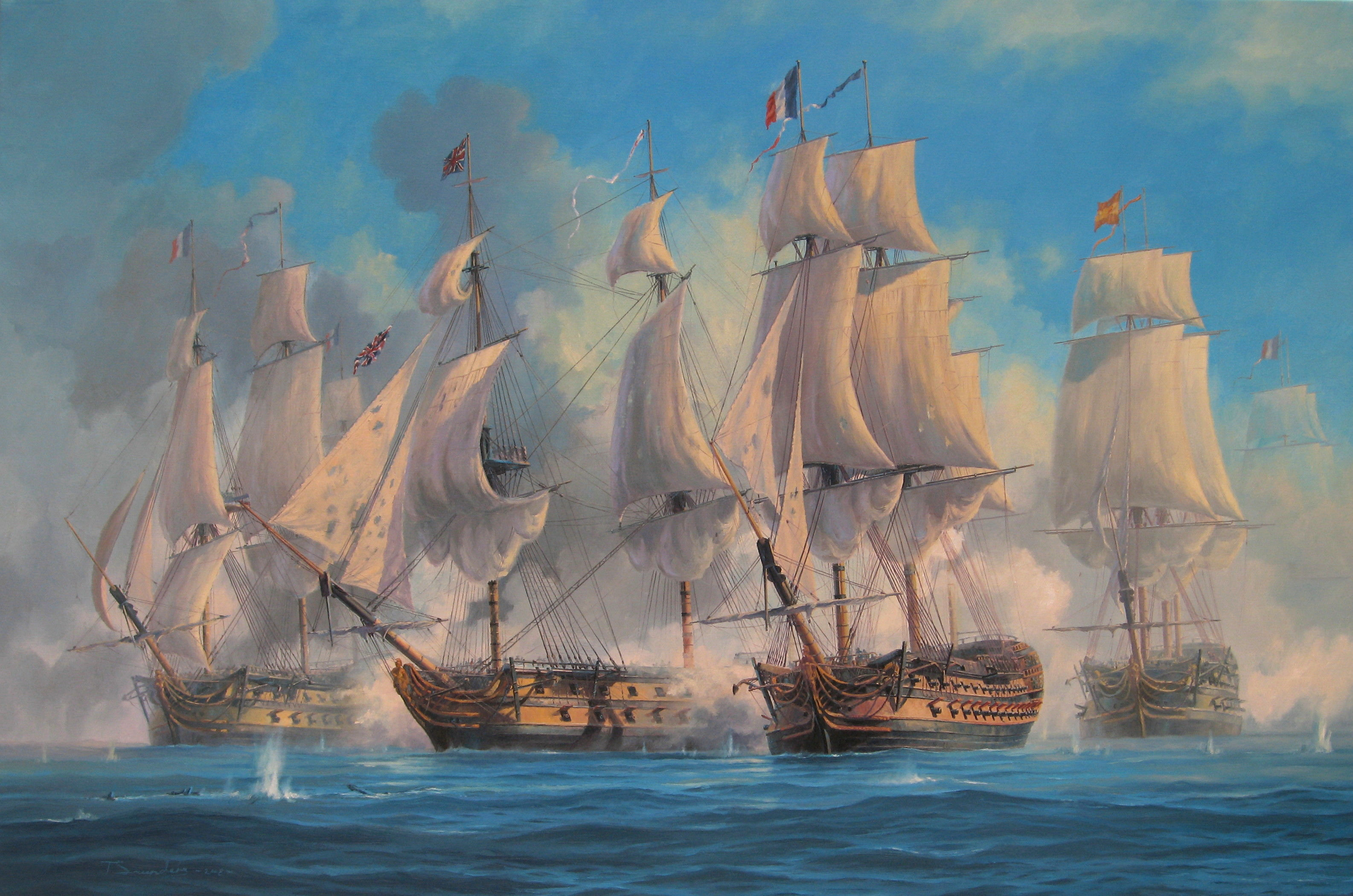 The Battle of Trafalgar - HMS Mars Breaks the line