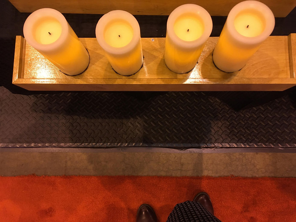 Lighting candles with base "NO BATTERIES"