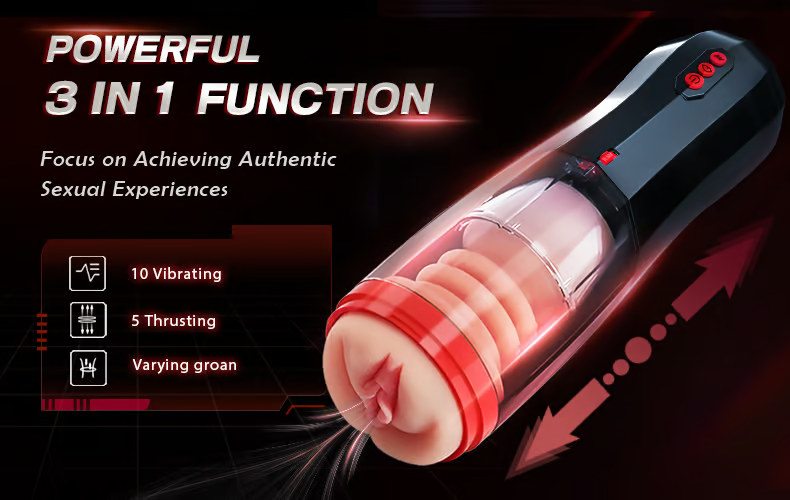 CLIMBER - Lifelike Automatic 5 Thrusting 10 Vibrating Vocable Masturbation Cup