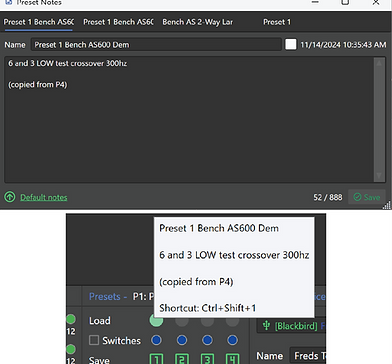 PRESET NOTES