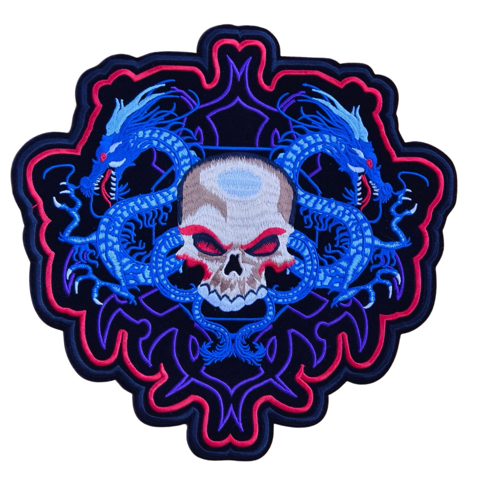 CometCloud® Blue Dragon Skull Iron On Patch