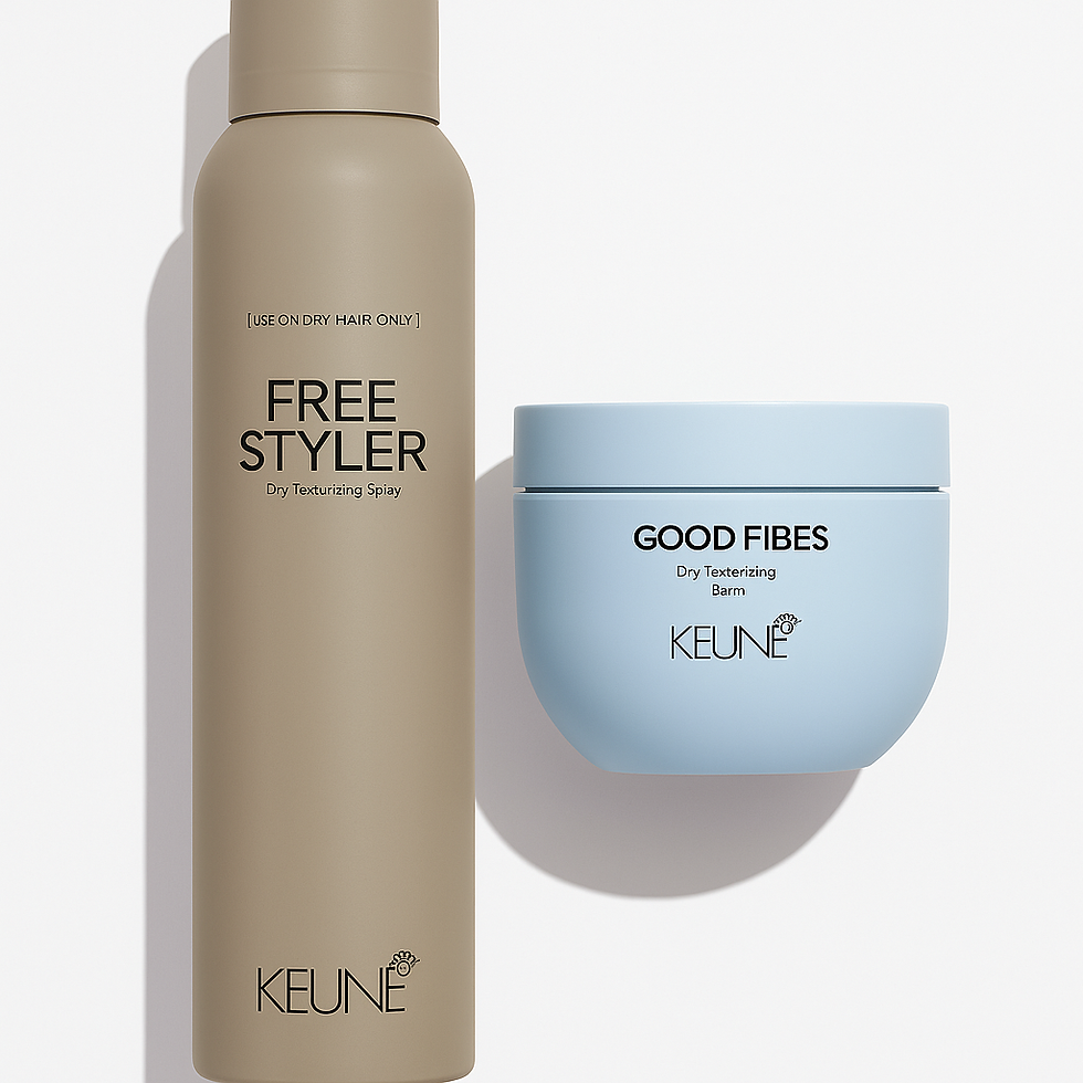 Keune Free Styler and Good Fibes on clean white background