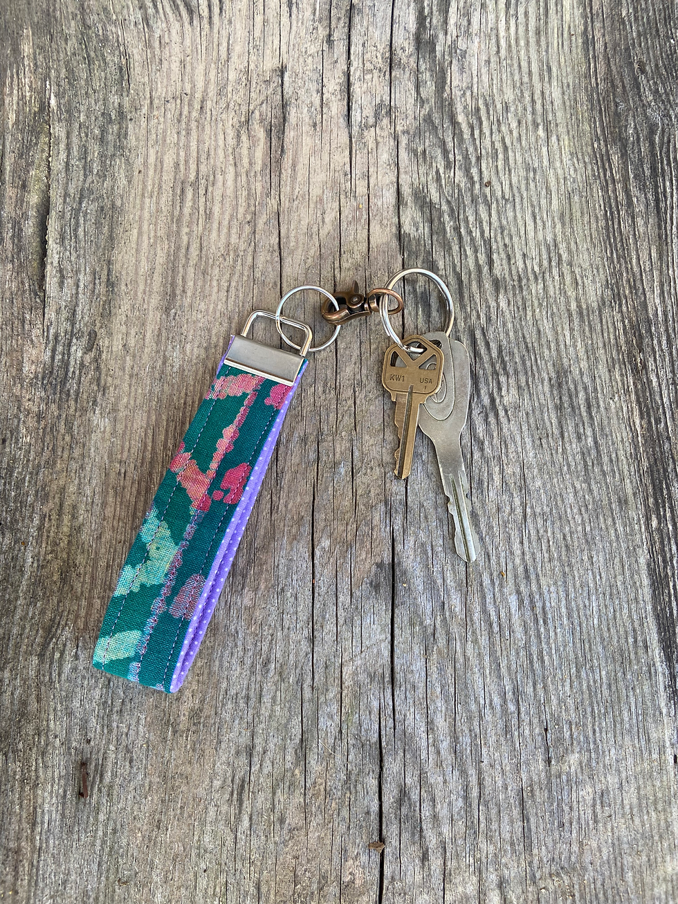 Green Batik Small Wristlet Keychain