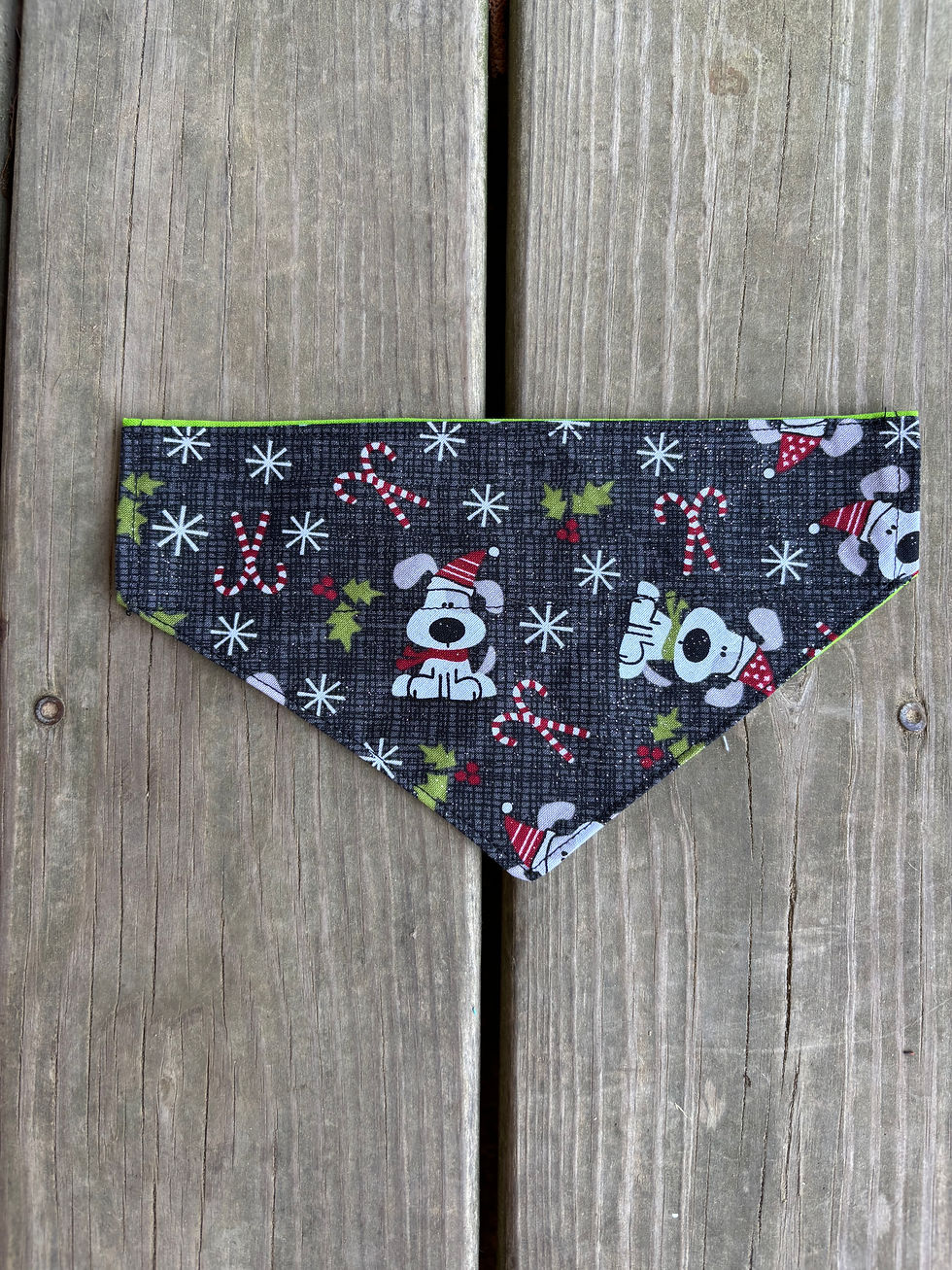 Holiday Doggie with Solid Back XS Dog Bandana