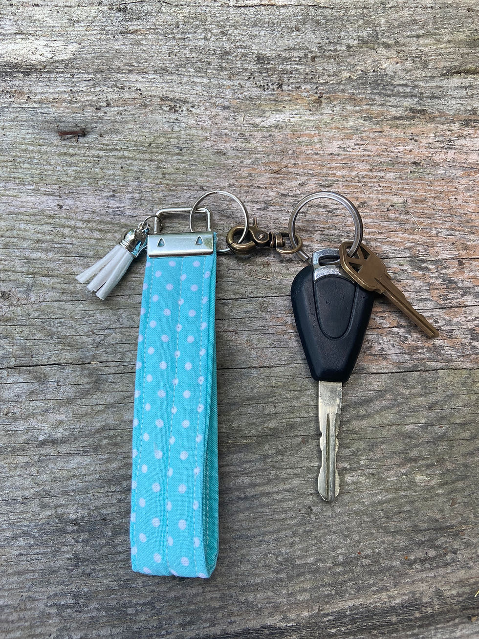 Turquoise Dotty Small Wristlet Keychain with Tassel
