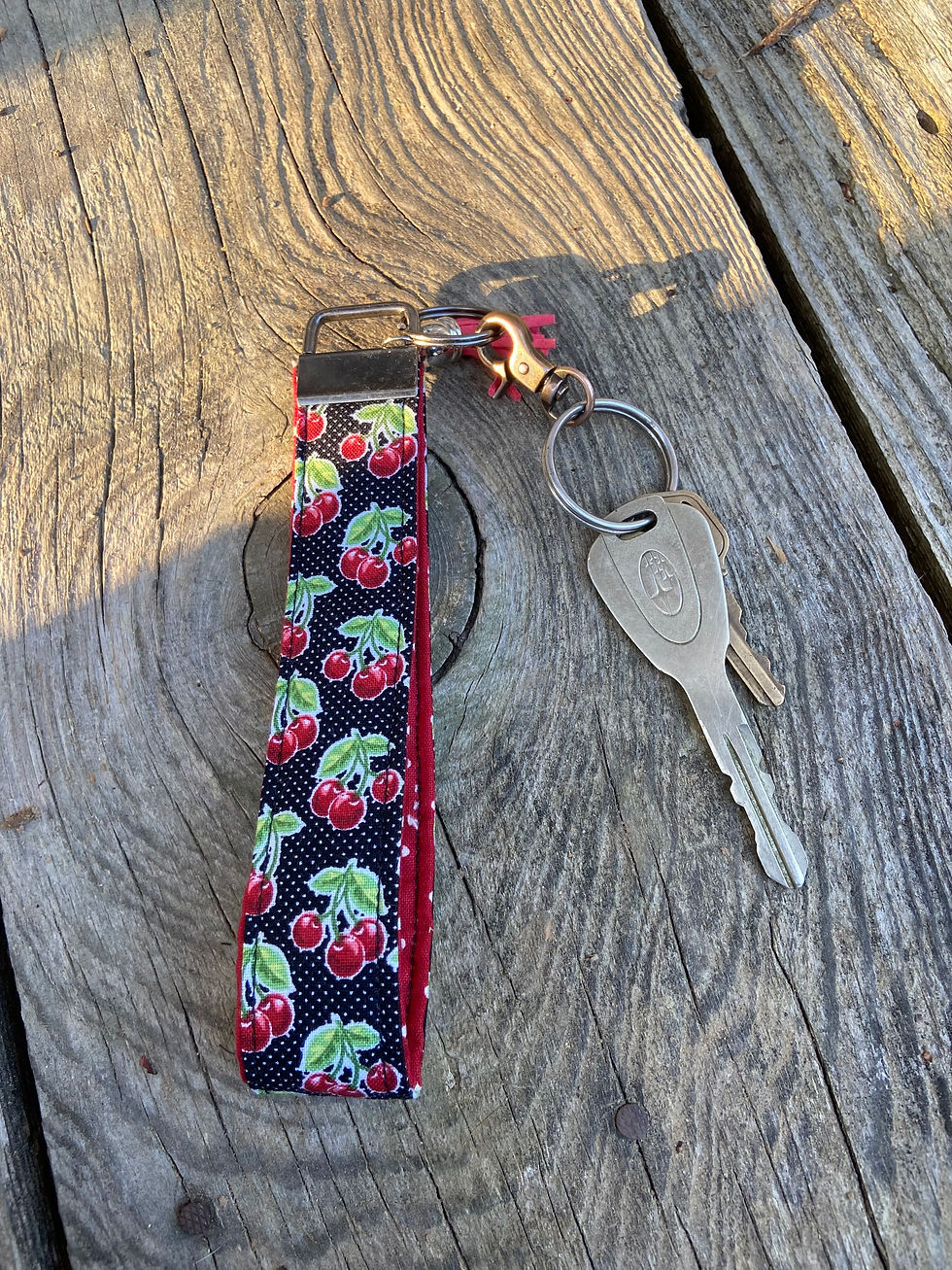 Cherries Large Wristlet Keychain with Tassel