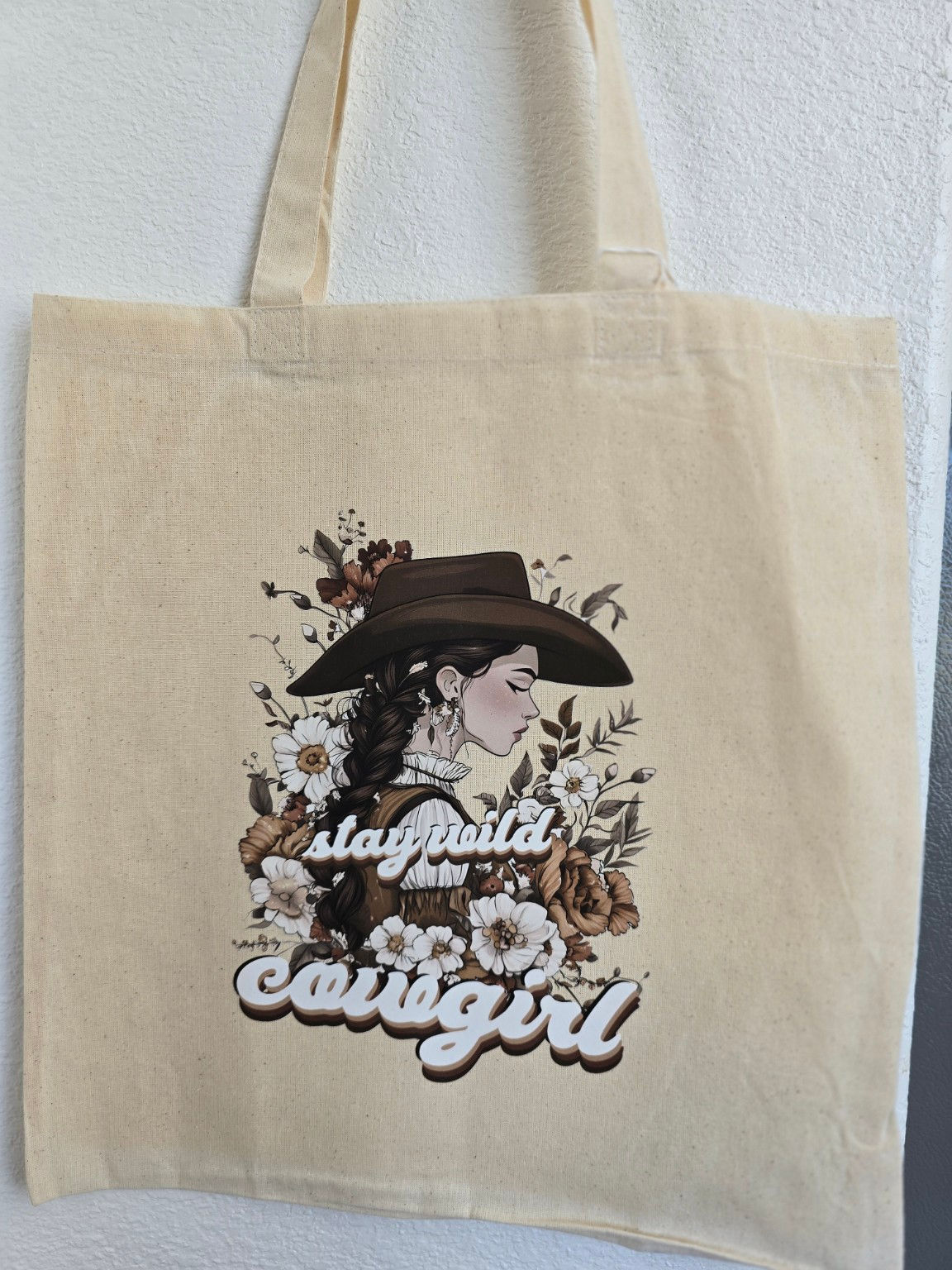 Stay Wild Cowgirl Canvas Bag full view