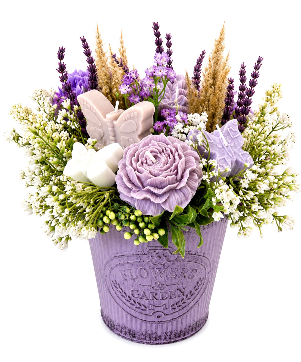 Lavender Meadow candle bouquet front view