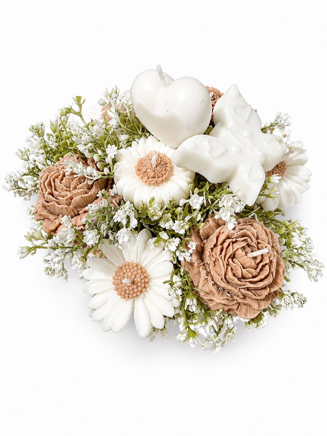 Rustic Heart Garden Candle Bouquet top view