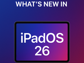 iPad screen on gradient background with "WHAT'S NEW IN iPadOS 26" in bold white text, highlighting a software update.