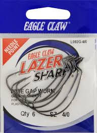 Eagle Claw wide gap worm hook Size 4 - 6 pcs.
