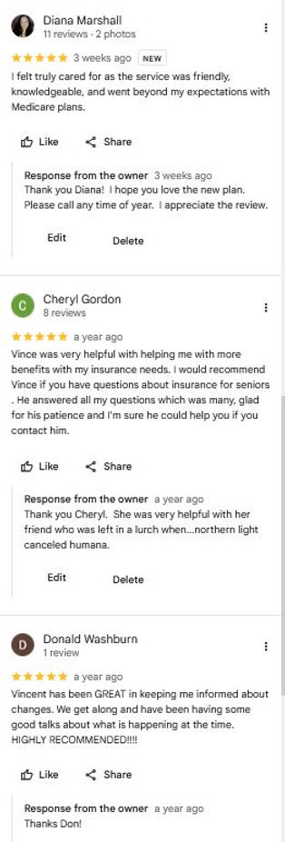 specific google reviews and our response