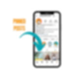 Smartphone display shows an Instagram profile with pinned posts highlighted by a teal arrow outlining Instagram content types and social media terms.