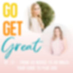 Two women smiling, each in circular frames, on a gradient background with text: "Go Get Great, Ep. 32—How to Run Ad on Facebook."