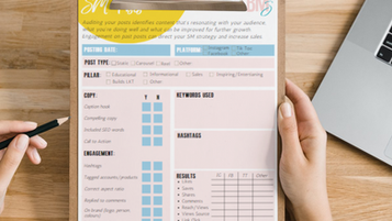 Woman holding pencil and clipboard filling out a content audit page which answers "how to know if your content is good"