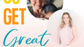 Brittany Miller and Lori Cowx lactation consultant in circular frames on a white-to-pink gradient. Text: "Tips on breastfeeding for new moms".
