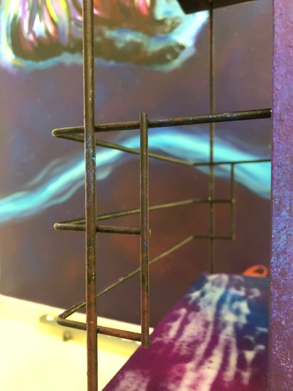 UV Paint Galaxy Customised Home Centre Rectangular Wood Kitchen Trolley - Painted Furniture Dubai @TheCryingCanvas