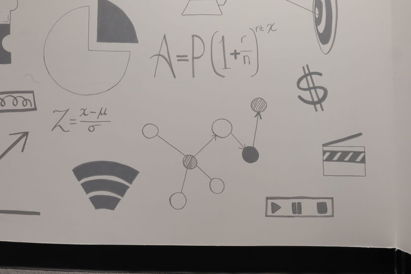 Conference Room minimalistic mural of business related doodles the crying canvas