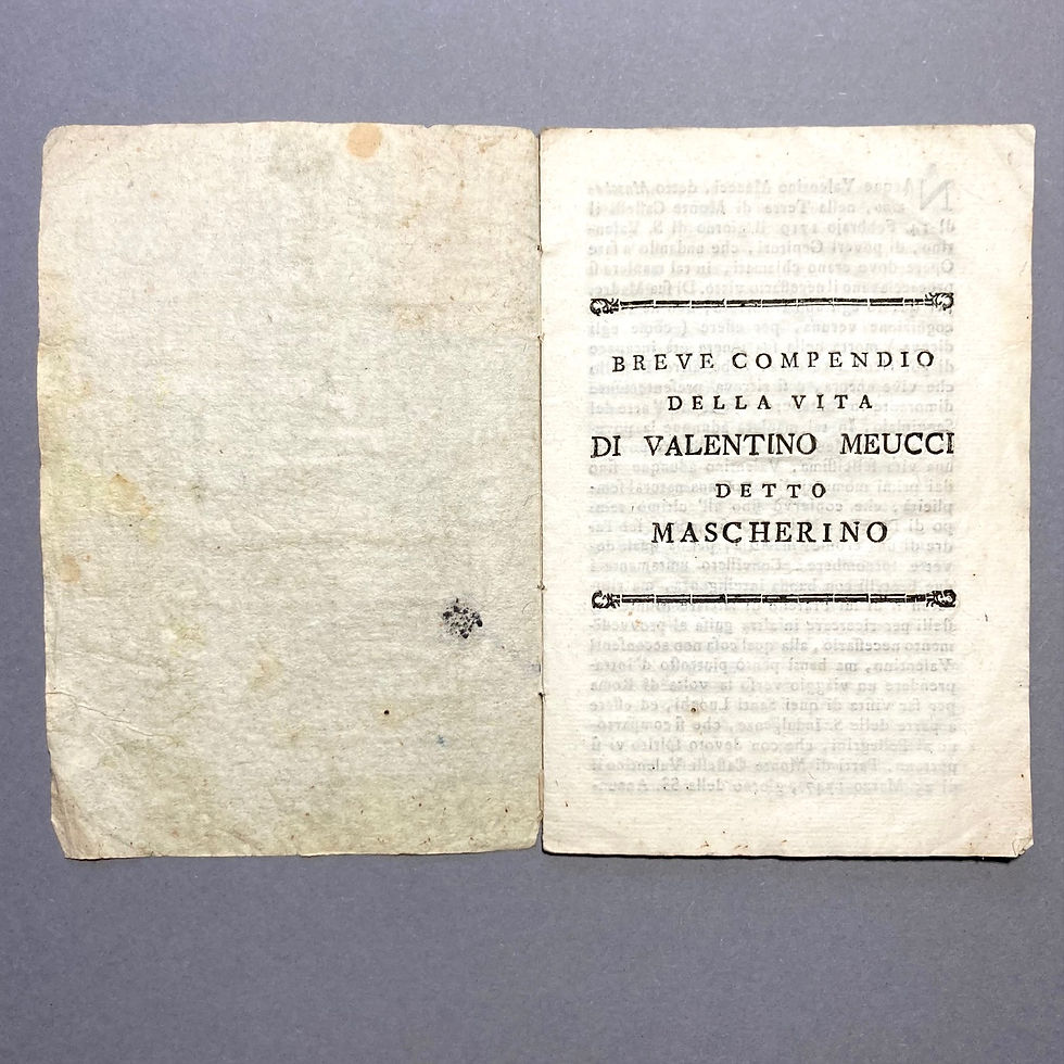 Thumbnail: Valentino Meucci: A homeless man in 18th-century Florence: 3 very rare items.